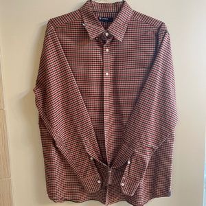 Daniel Cremieux Red, Tan, and Brown Plaid Long Sleeved Shirt - Size XL